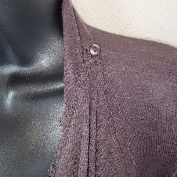 Bordeaux Anthropologie asymmetric modal cashmere blend cardigan size Large - Picture 3 of 6